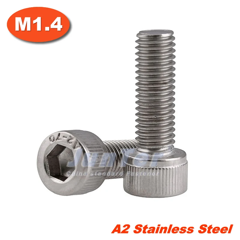 

100pcs/lot M1.4(1.4mm) A2 Stainless Steel Allen Blots Hex Socket Head Cap All Thread Screws Metric DIN912