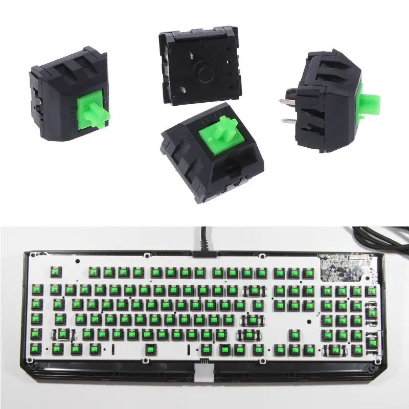 Мышь pad-4Pcs зеленые переключатели оси для razer игровая механическая клавиатура для Cherry MX 3pin переключатель