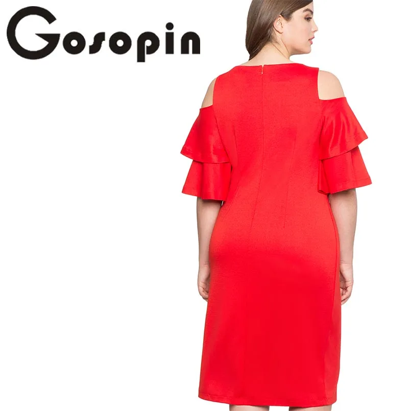 Gosopin/офисное платье больших размеров женские платья с открытыми плечами рукав