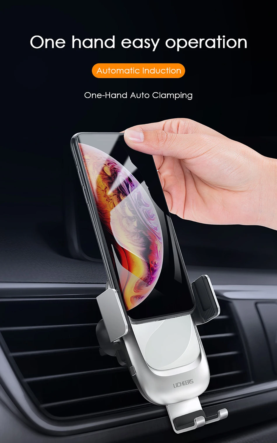 LINGCHEN автоматическое Qi автомобильное беспроводное зарядное устройство для iPhone X XS XR 10 Вт автомобильное крепление быстрое зарядное устройство Беспроводная зарядка для samsung Galaxy S9