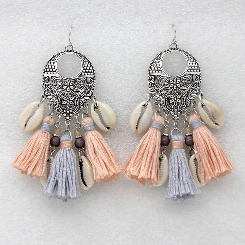 E8013b VONNOR Jewelry Серьги для Для женщин висит Pendientes снарядов кисточкой в богемном стиле серьги женский Подарки на год - Окраска металла: E8013b