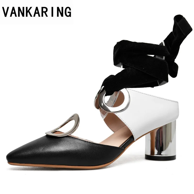 

VANKARING new high heels female footwear woman sandals 2018 fashion summer brand lace-UP woman shoes ladies dress party shoes