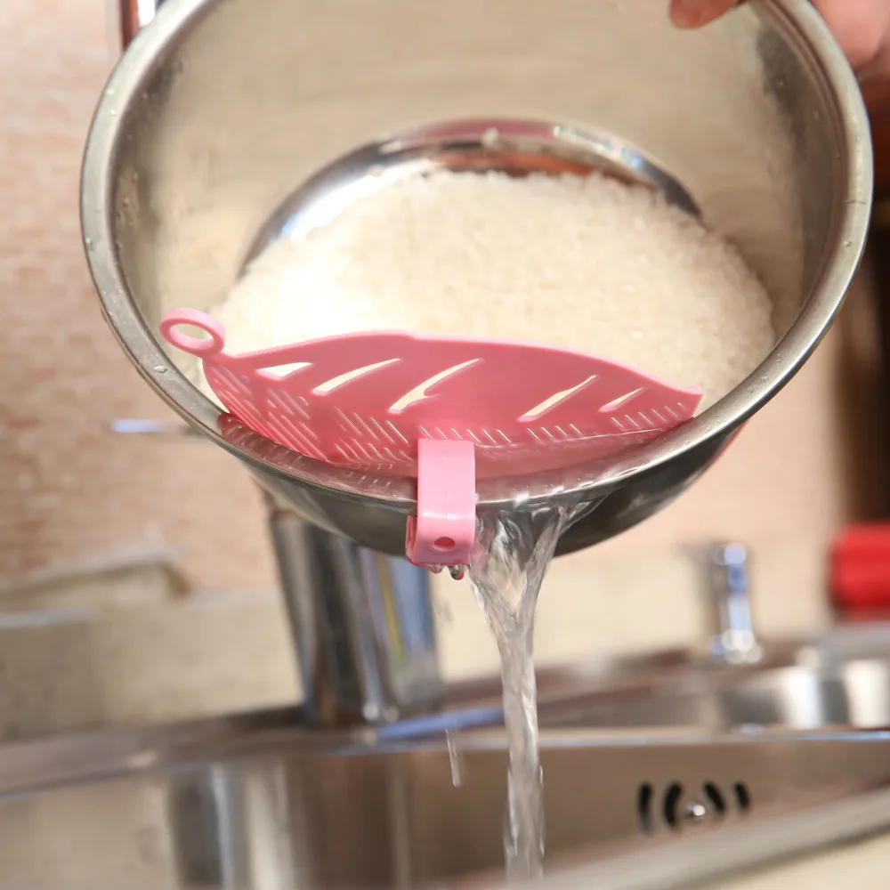 

1PC Durable Clean Leaf Shape Rice Wash Sieve Cleaning Gadget Kitchen Clips Tool