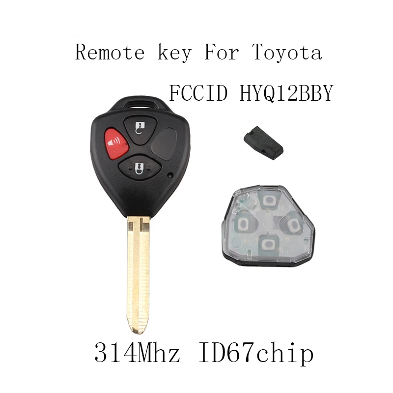3Buttons Remote Car key For Toyota Rav4 Camry 2006 2007 2008 2009 2010 2011 2012 2013 HYQ12BBY Original Key+4D67 Chip | Автомобили и