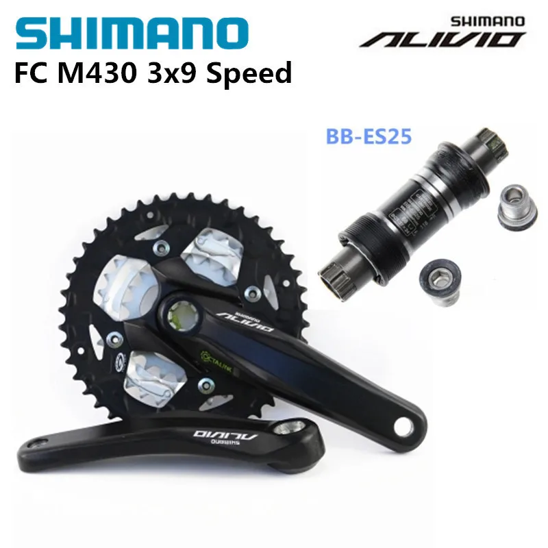 

Clearance!! SHIMANO Alivio FC M430 3x9S 27S MTB Ctalink Spline Crankset + ES25 68x118mm Bottom Bracket