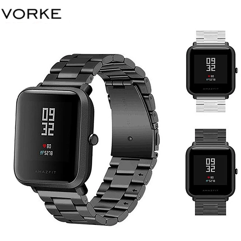 Vorke VKS1 металлический сменный ремешок из нержавеющей стали для Xiaomi Huami Amazfit Bip с регулировкой Замена браслета ремни