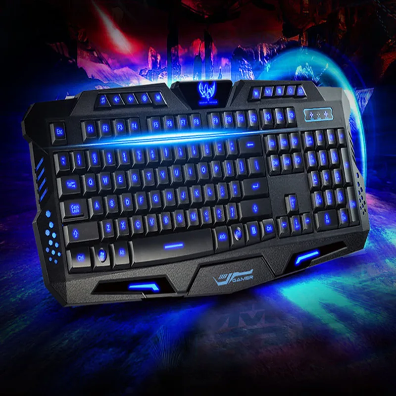 Wired Mechanical Sense Backlit Keyboard Tricolor luminescent Keyboard M200 Internet Cafe Computer Gaming Keyboard