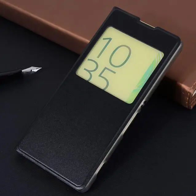 

FGHGF for Sony Xperia XA Flip Case PU Leather Front Back Full Cover Sony XA F3111 Dual F3112 Window View Case Phone Shell Capa