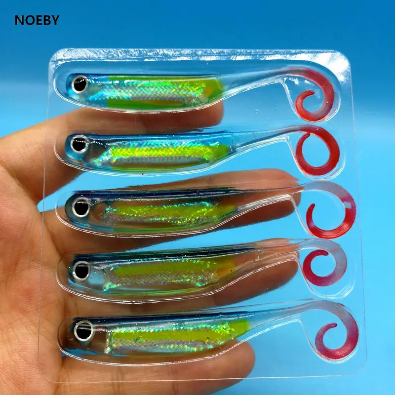 NOEBY 10 шт./лот, мягкая рыболовная приманка 2,5 г/7,5 см, 4 цвета, 3D глаза, искусственные силиконовые приманки, мягкие приманки для рыболовных снастей - Цвет: 10PCS  8025  012