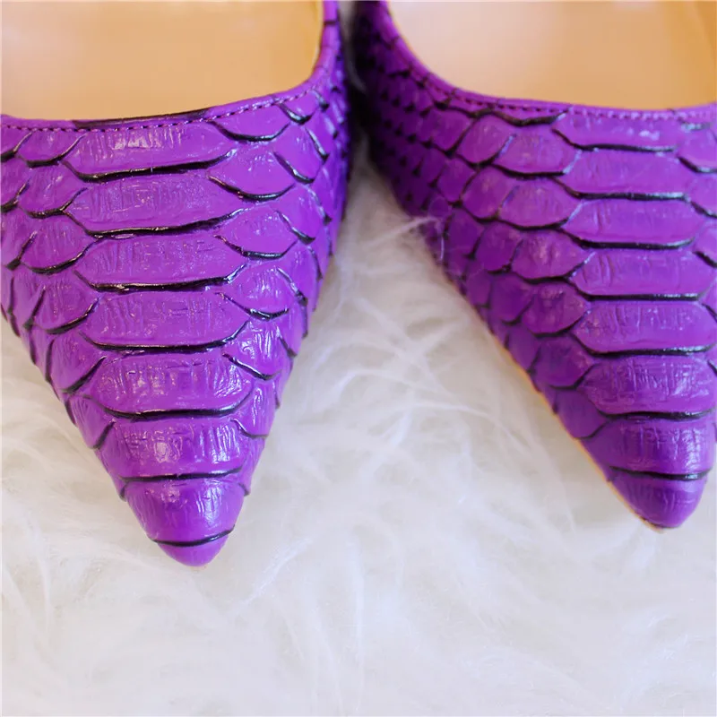 ; модные женские туфли-лодочки фиолетовая змея питона; туфли с острым носком на высоком каблуке 12 см 10 см 8 см; туфли на шпильке
