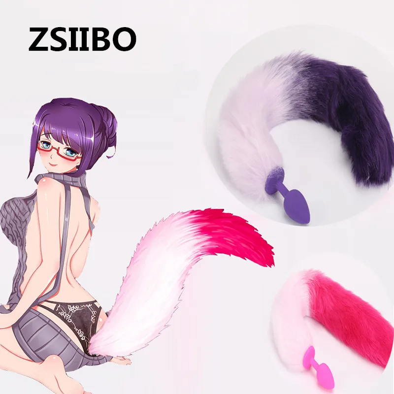 Adult sex toys Butt Plug Silica gel Faux Fox Tail Sex Toy Anal Insert Stopper  private goods anal plug for sex