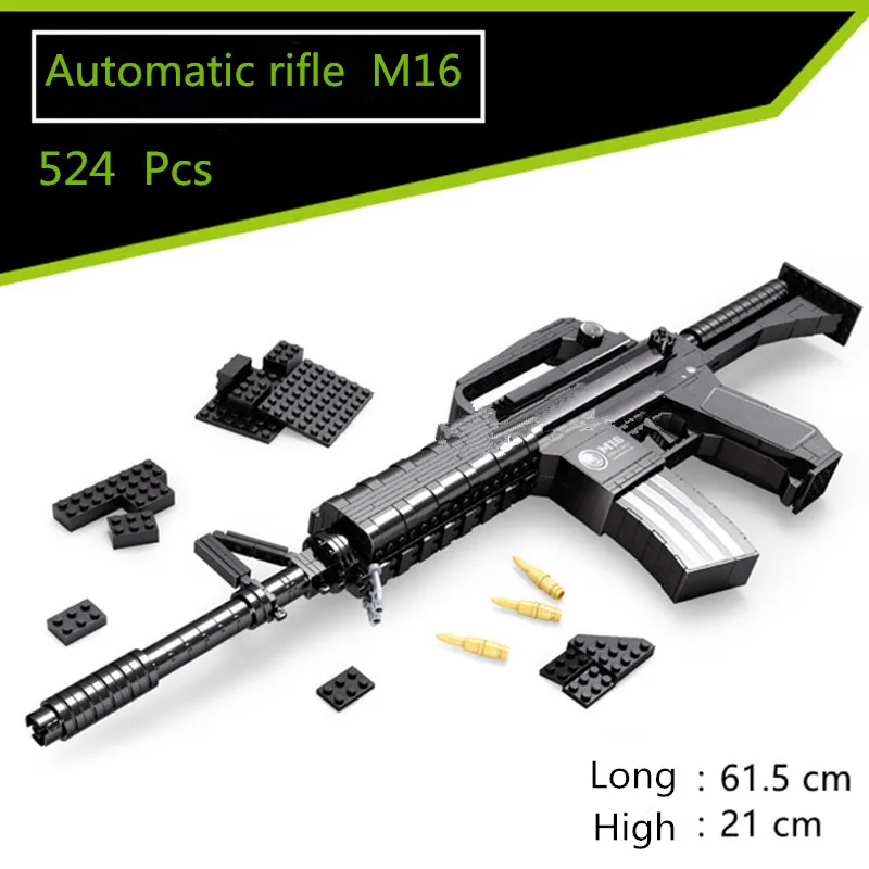 

DIY Building Blocks Toy Gun Barrett M16 Outdoor Fun Toy Can fire bullets with Instruction Book Gift for Children