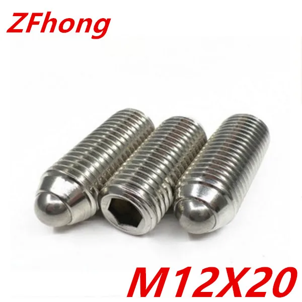 20pcs M12*20 Stainless Steel Hex Socket Spring Ball Plunger Set Screws