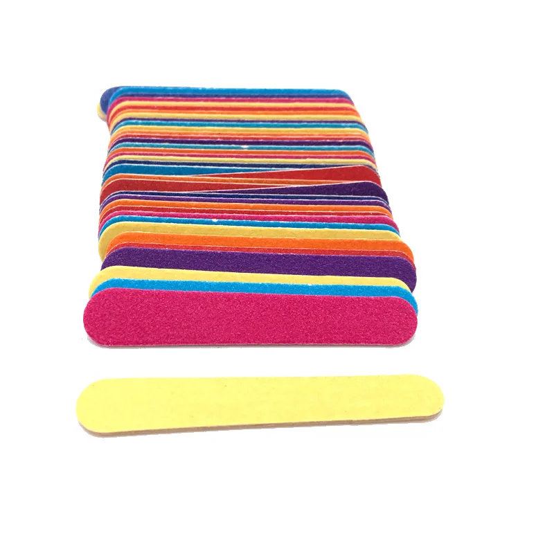 

500pcs/lot Double-sided Sanding Buffer Mini Nail Files Disposable Nail File Set Mix Color Wooden Manicure Tools 180/240 Grit