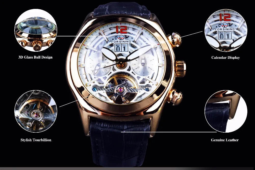 Forsining Legend Tourbillion серия 3D стекло дизайн натуральная кожа мужские часы лучший бренд класса люкс часы Автоматические Мужские наручные часы