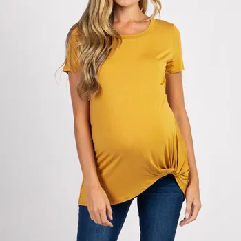 

Summer 2020 Maternity Clothes Pregnant Clothes t shirt Women Maternity Pregnancy Short Sleeve Tie T-shirt Maternity tops M08#3
