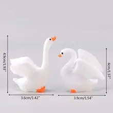 2 шт./компл. красивый белый лебедь смолы фигурка дома творческие ремесла миниатюрный Садоводство пейзаж DIY Украшение