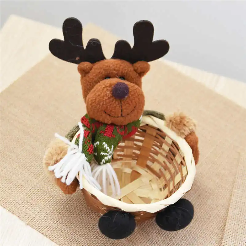 2018 hot Bamboo Multicolor Christmas Candy Storage Basket Decoration Santa Claus Storage Basket Gift #2n6 (1)