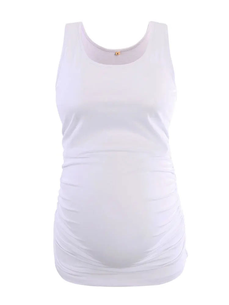 Хлопчатобумажная одежда для беременных, майка с оборками сбоку, топы для беременных, футболки для беременных женщин, одежда для беременных, футболка - Цвет: 1 piece white