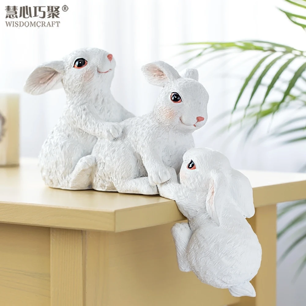 

Creative Rabbit Furnishing Articles Minitures Taxidermy Animals Resin Home Decoration Accessories Contracted Desk Decoration