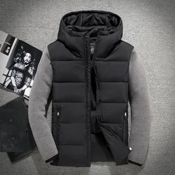 

Mens Hooded Patchwork Duck Down Jackets Man Short Winter Down Coats Male Quality Overcoats Keep Warm Outerwear Parkas JK-576