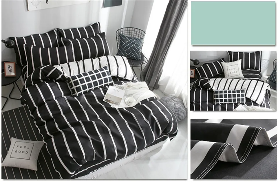 Комплект постельного белья в скандинавском стиле с рисунком листа, пододеяльник, наволочка, постельное белье, евро набор для взрослых