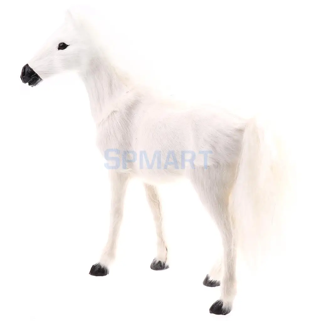 Lifelike Simulation Plush Stuffed Horse Animals Model Figure Plush Figures Soft Toy Home Decoration White