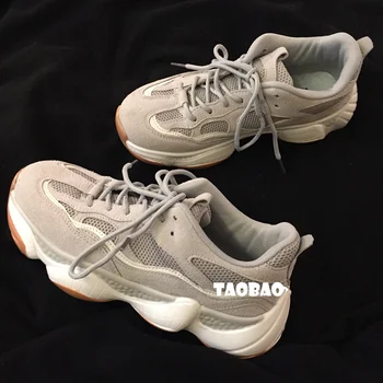 

New Harajuku style mesh breathable lace single shoes Korean version of the versatile comfortable high-heeled casual shoes.