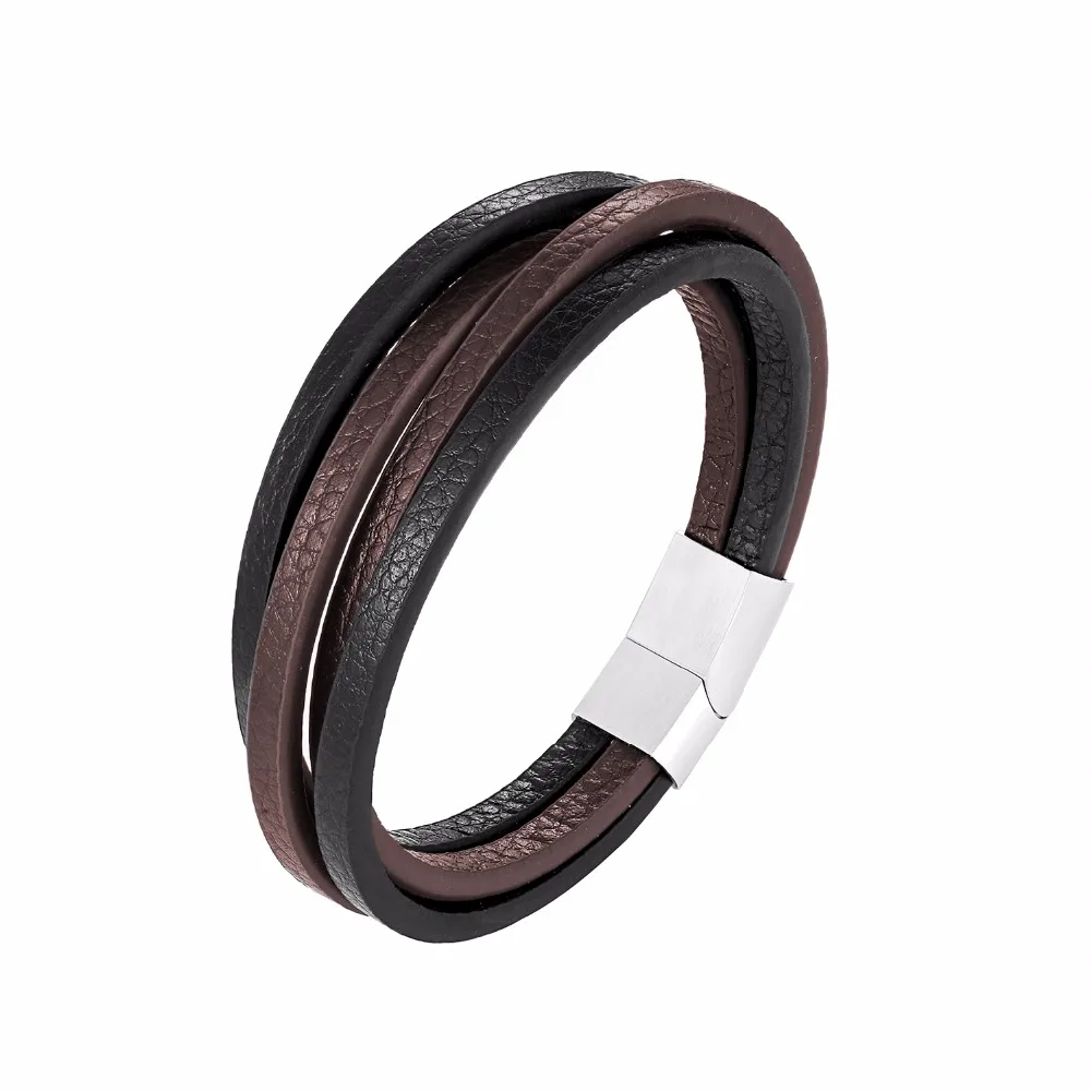 

XiongHang Multilayer Real Leather Bracelet Men Stainless Steel Magnet Buckle Men Gift Friendship Bracelet Pulseras 19 Choice
