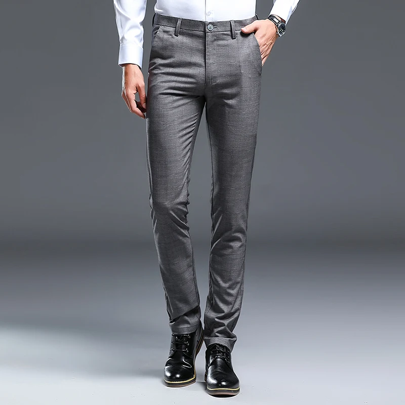 Business Suit Pant Men Fashion High Quality Men Pants New Elastic Long ...