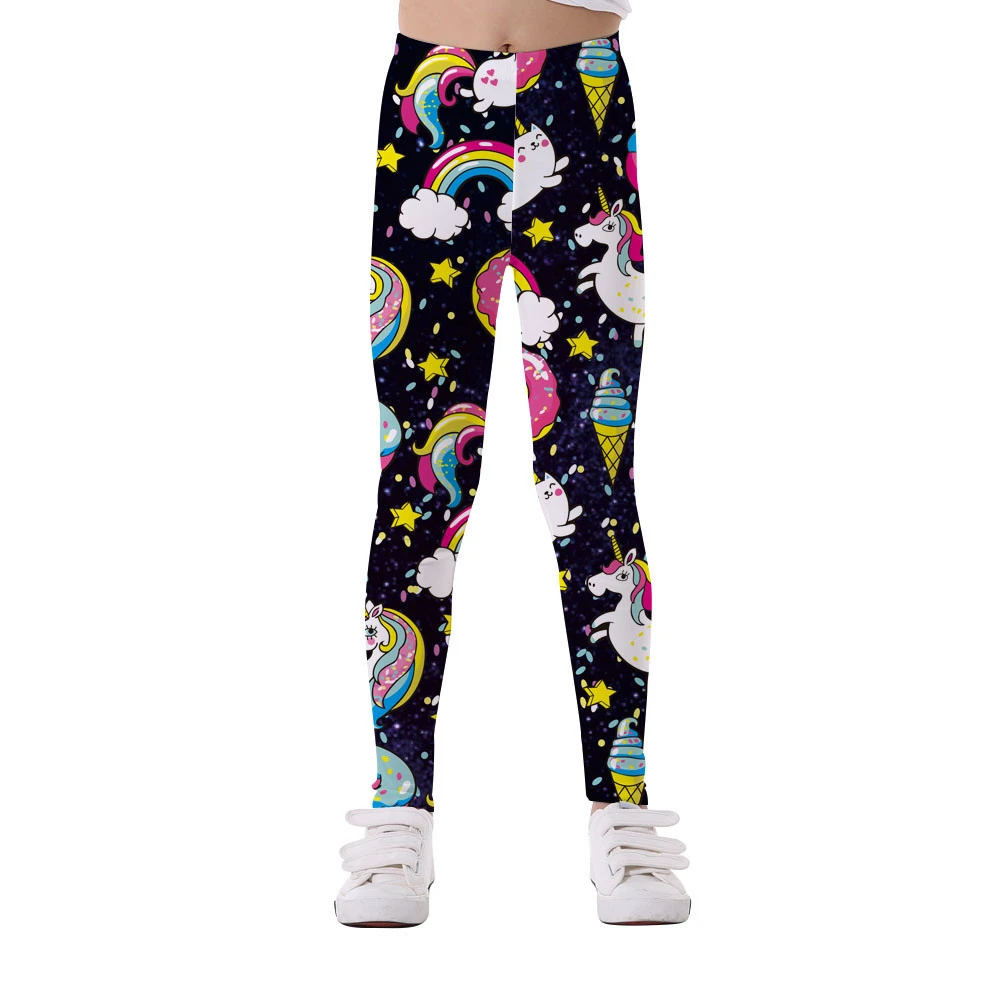 

Domi Ketty baby girls leggings print unicorn rainbow doughnut kids casual fitness high waist leggings new children cartoon pants