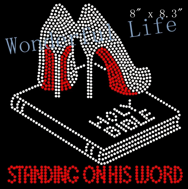 free shipping standing on his word red text holy bible heels word transfer