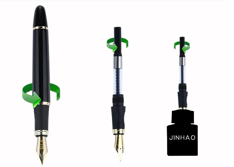 Jinhao X450 классический толстый корпус 1,0 мм изогнутое перо каллиграфия ручка высокого качества металлическая перьевая ручка Роскошные чернила подарочные ручки для письма