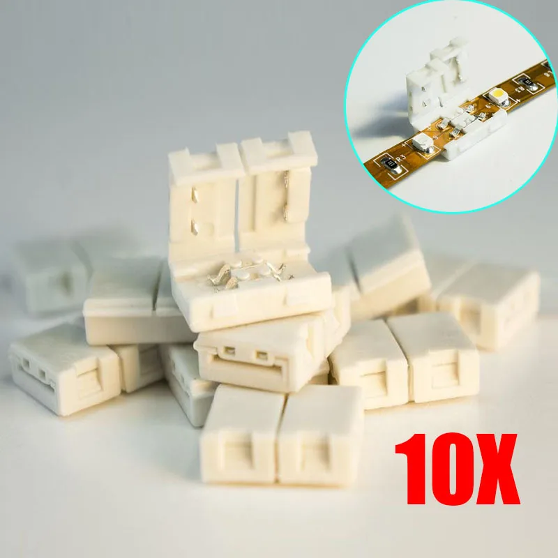 

10PCS L Shape 8mm Quick Splitter Right Angle Corner Connector For SMD3528 Gapless LED Light Strip Connectors ALI88
