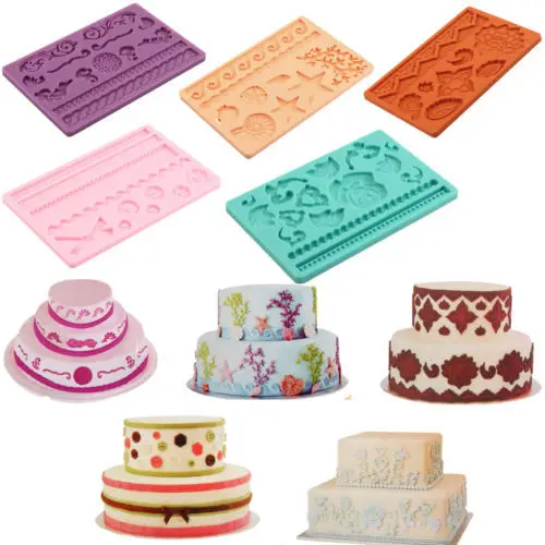 

[12 choices] Fondant Tool 12 Stlye Shape Baking Mold Lace Silicone Embossing Die Sugar Arts Cake Decorating Tools Flower Mold
