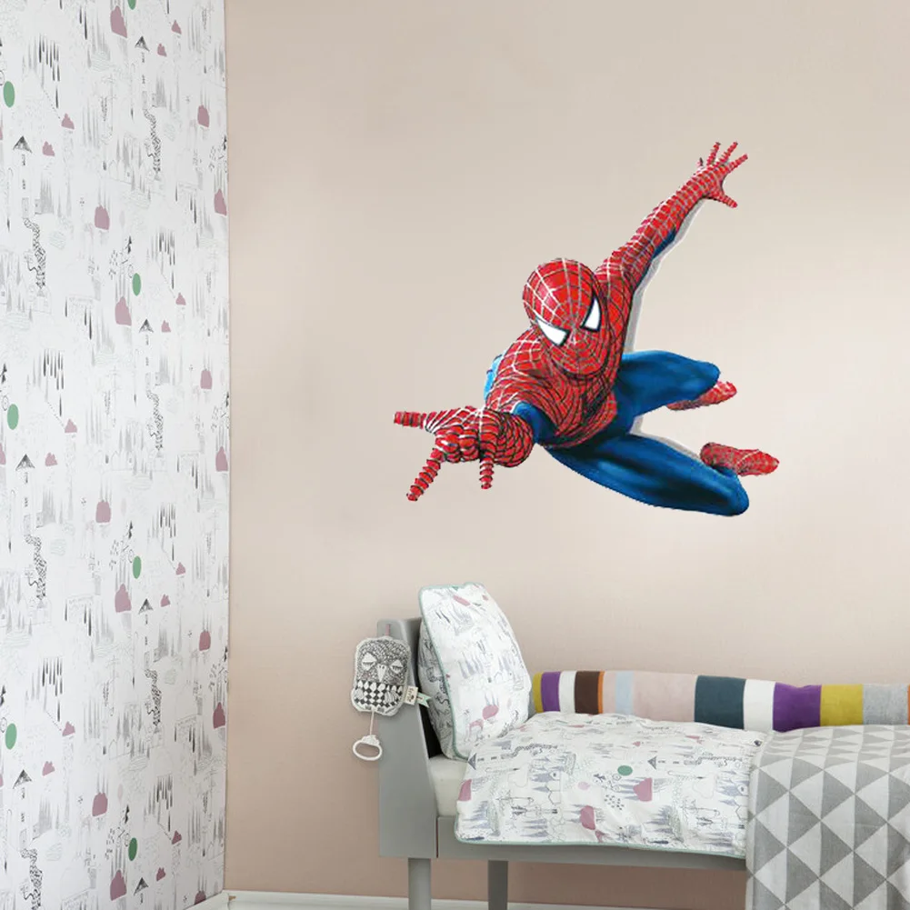 Дисней стикер Человек-паук мультфильм детская комната стикер большой съемный стикер