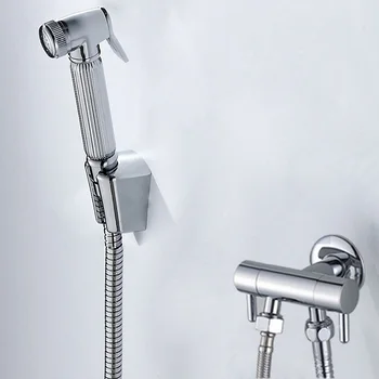 Cheap Bathroom Toilet Flusher Suite Bidet Copper Gun With Supercharging Shot Gun Bidets Shower Faucets Spray Flush Woman