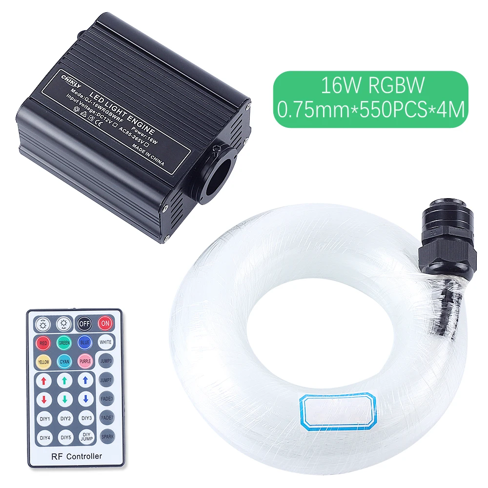 550PCS 0.75mm 4m 13ft LED Fiber Optic Light Kit Star Sky Ceiling Light 16W RGBW LED Light for Optic Fiber Lighting supra sky 4 mm