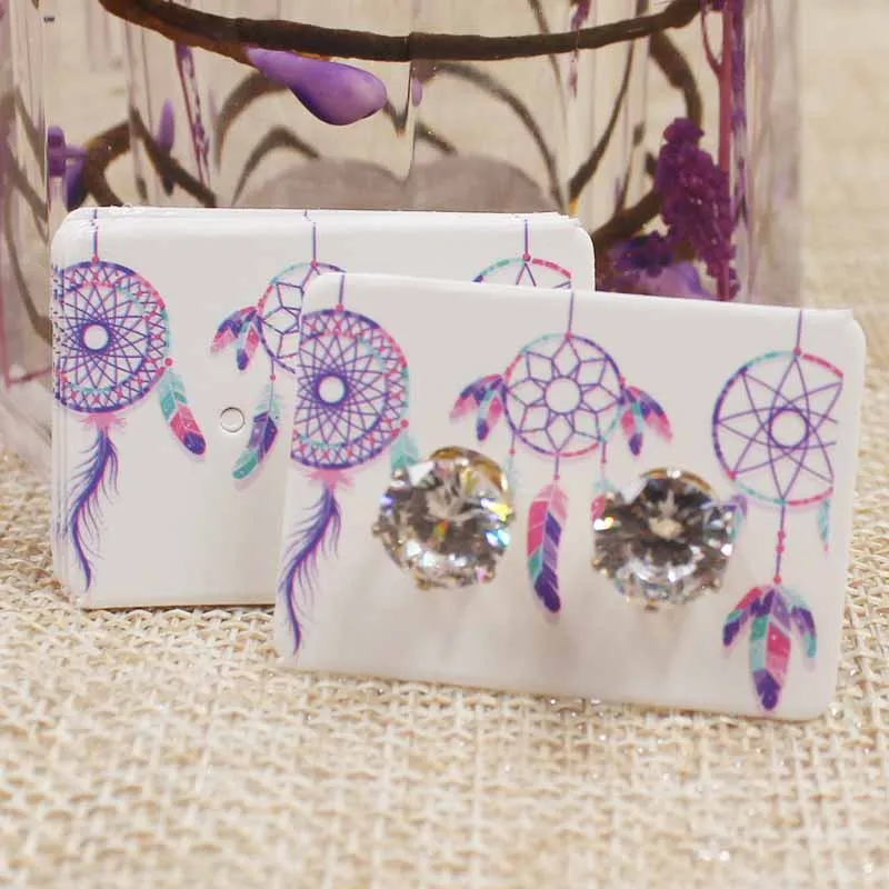 

new arrival100pcs/lot Dreamcatcher Earrings Card flower/marble Ear Studs Earring Display Packaging Card Rectangle Jewelry Cards