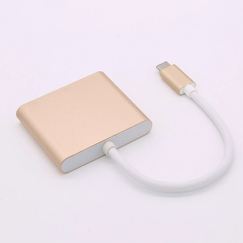 FFYY- тип C USB 3,1-USB-C 4K HDMI USB 3,0 адаптер 3 в 1 концентратор для Apple Macbook