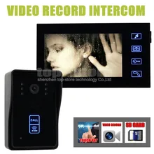 DIYSECUR Video Record 7 Inch Video Door Phone Intercom Doorbell Home Security Kit Touch Key Camera Monitor RFID Keyfobs SD Card
