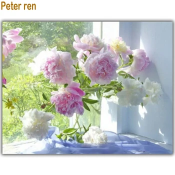 

DIY Diamond Painting Cross Stitch kit Diamond Embroidery pink Peony 3d Square Diamond mosaic pasted full Crafts gifts Needlework