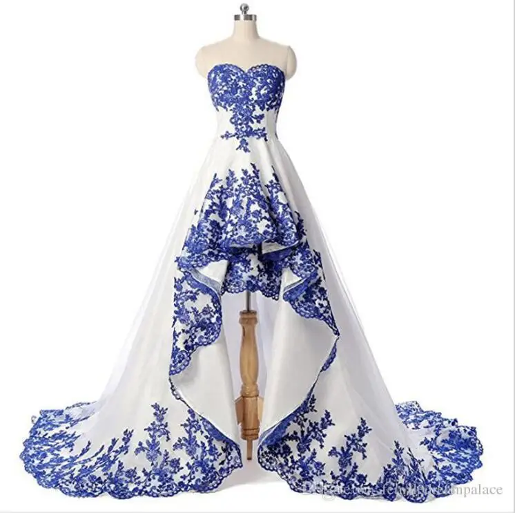 

Sweetheart 2019 Lace Appliqued Hi-Lo White Formal Dress Party Plus Size Evening Gown Front Short Back Long Vestido de fiesta