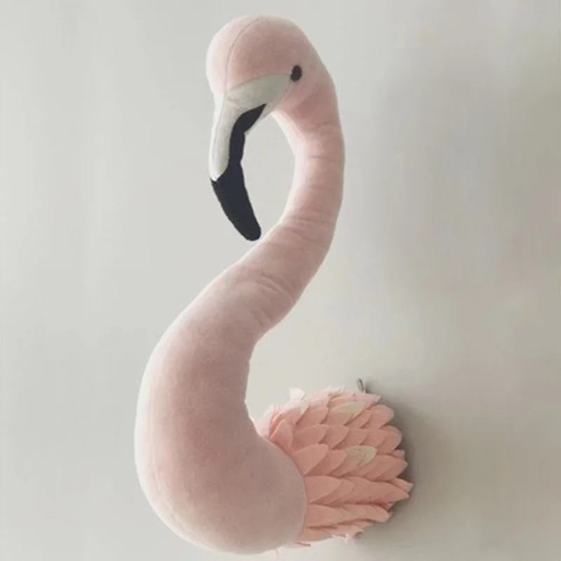 flamingo 3D голова животного настенное крепление Зебра/Слон/Жираф мягкие игрушки для детей Детская комната Настенное подвесное украшение подарок на день рождения Рождество - Цвет: flamingo
