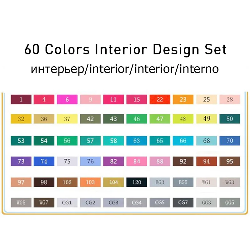 60 Interior Set TouchFIVE 168 цветов набор маркеров для живописи на спиртовой основе кисть для карандашей двойная головка студенческий эскиз маркеры Рисование манга товары для рукоделия - Цвет: 60 Interior Set