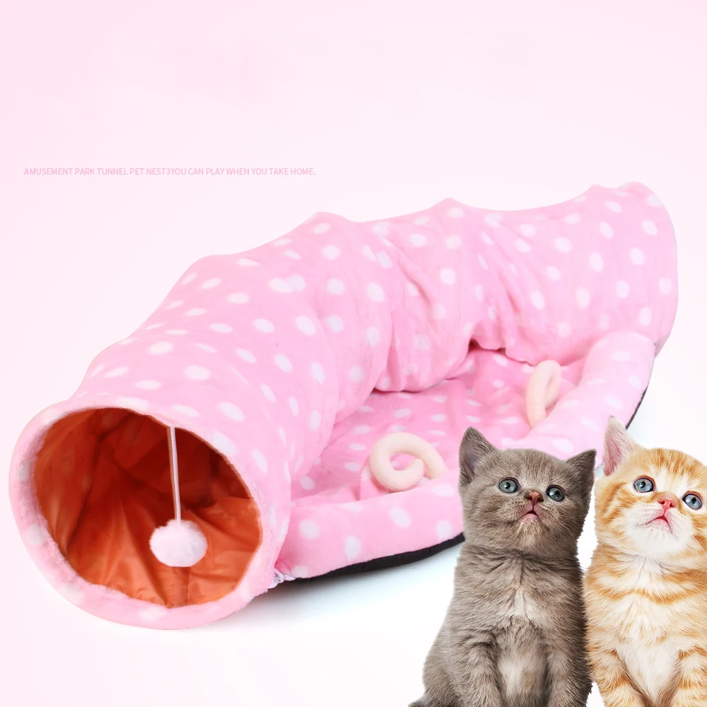 

Collapsible Cute Dog Cat Ring Paper Two-way Tunnel Stitching Pet Bed Suitable Pets Supplies for Small Dogs Cats