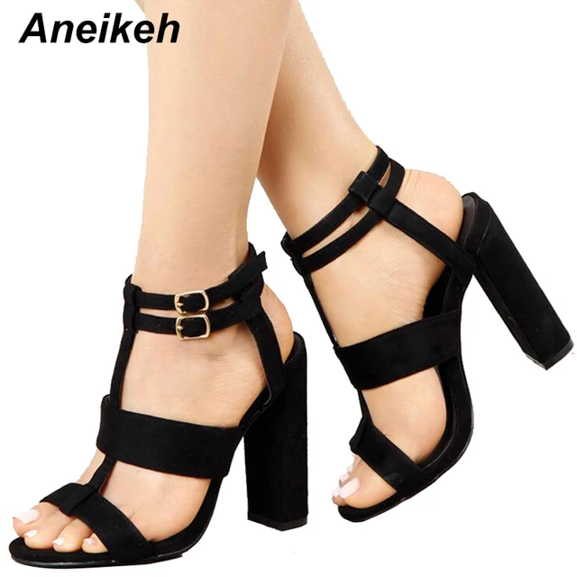 D t de Femmes sandales Talon Carr 10 CM Marine Femelle Talons hauts femmes Chaussures de