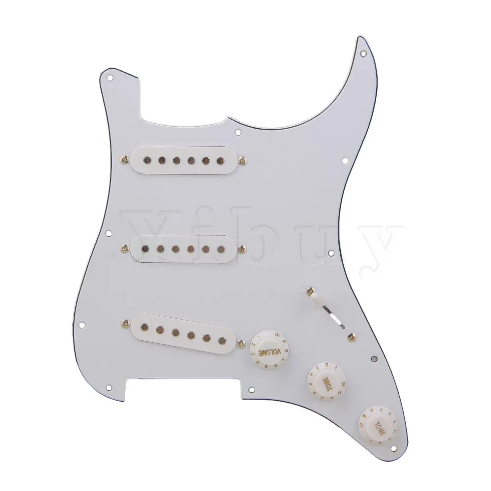 

Yibuy White Loaded Pickguard pickups Switch Knobs for electric Guitar