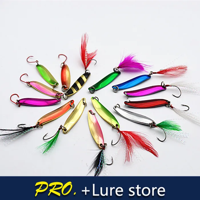 10pcs colorful 4g single hook hard metal spoon fishing tackle hard