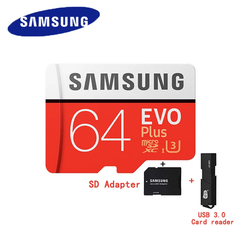 Карта памяти SAMSUNG EVO Plus 32GB 64GB 128GB 256G U3 micro sd C10 UHS-I tf-карта 4K HD с адаптером для смартфонов и планшетов - Емкость: 64G-AB-C307